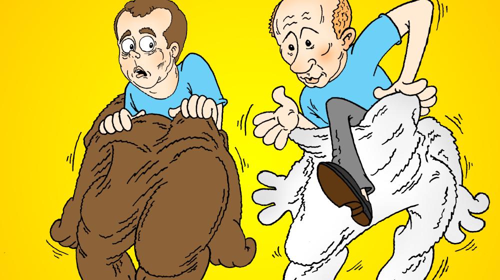 Один волосатый, другой полысее. Они напоминают двух смешных человечков из журнала "Веселые картинки"