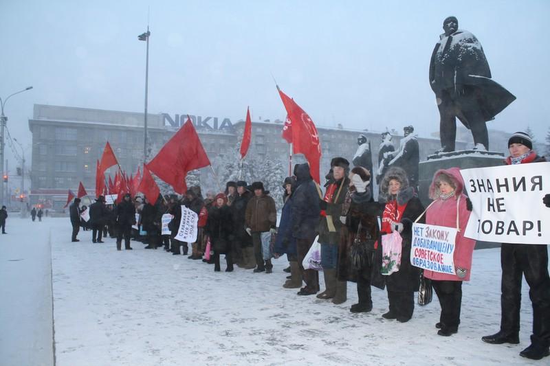Жители Новосибирска в 30-градусный мороз провели пикет в защиту отечественного образования