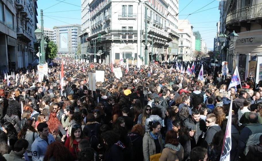Всеобщая забастовка 20 февраля 2013 г. Грандиозный митинг ПАМЕ в Афинах. Массовые митинги в более чем 70 городах