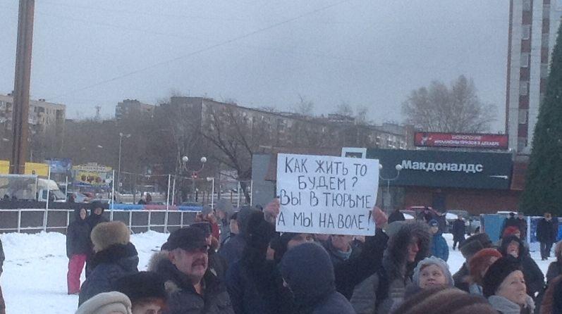 Митинг в городе Череповце Вологодской области против строительства целлюлозного комбината на берегу Рыбинского водохранилища, политики правительства Вологодской области и Российской Федерации