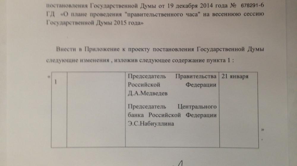 "Единороссовское" большинство Госдумы не поддержало инициативу коммунистов и отказалось пригласить Медведева и Набиуллину на "правительственный час"