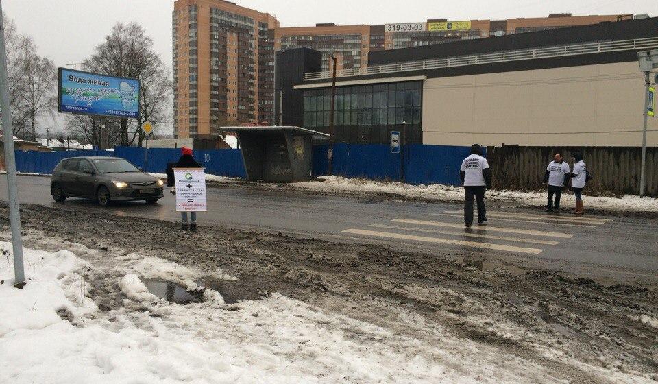 В Ленинградской области обманутые пайщики в знак протеста вышли с пикетами на Токсовское шоссе