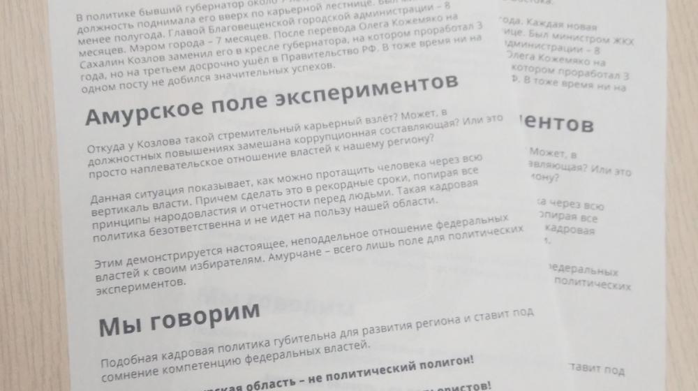 Комсомольцы Благовещенска организовали пикет против кадровых перестановок в Правительстве РФ и Амурской области