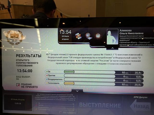 Госдума отклонила поправки фракции КПРФ в законопроект об обращении с опасными отходами