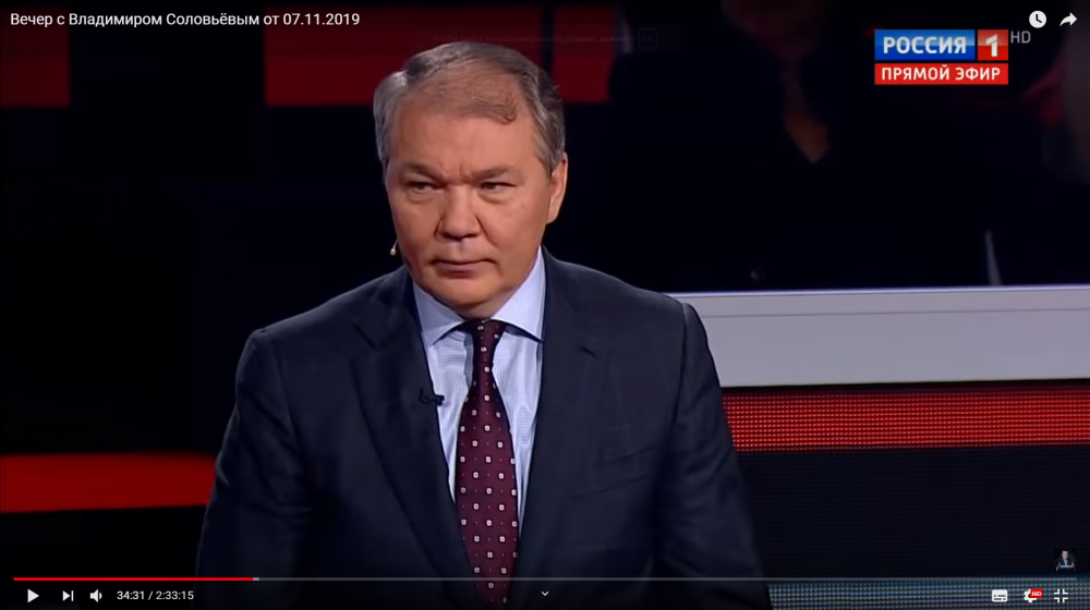 Л.И. Калашников 7 ноября выступил в программе «Вечер с Владимиром Соловьевым»
