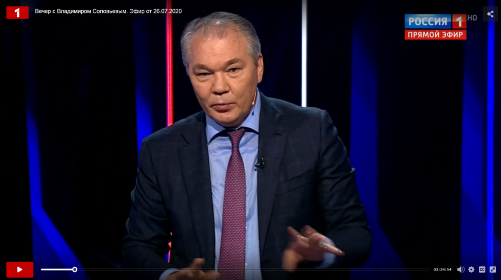 Леонид Калашников 26 июля выступил в программе «Вечер с Владимиром Соловьевым»
