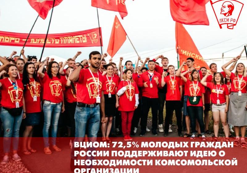 ВЦИОМ: 72,5% молодых граждан России поддерживает идею о необходимости комсомольской организации