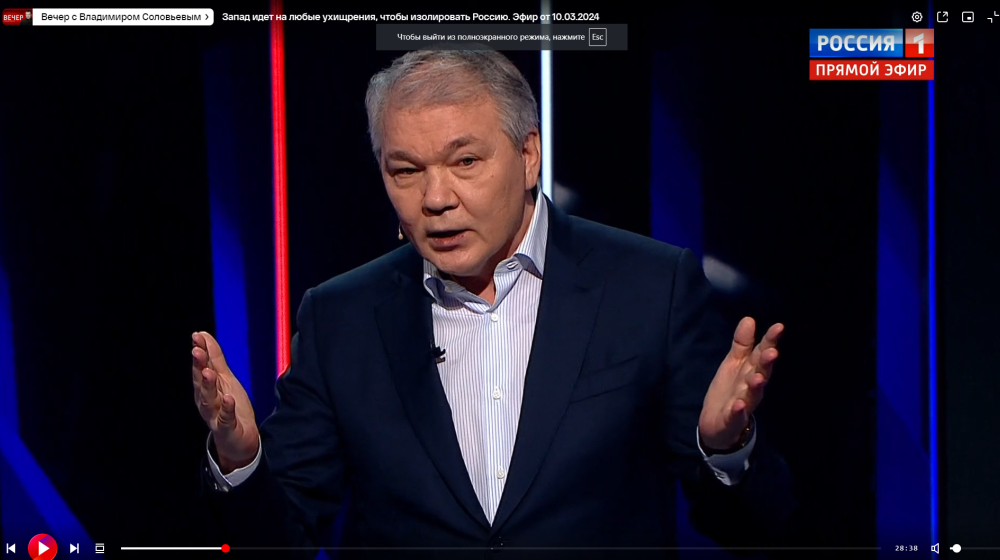 Леонид Калашников выступил в программе «Вечер с Владимиром Соловьевым»