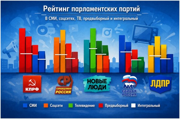 ЦИПКР. Мониторинг предвыборной активности думских партий. Двенадцатый интегральный рейтинг  (01 - 07 июня 2026 г.)