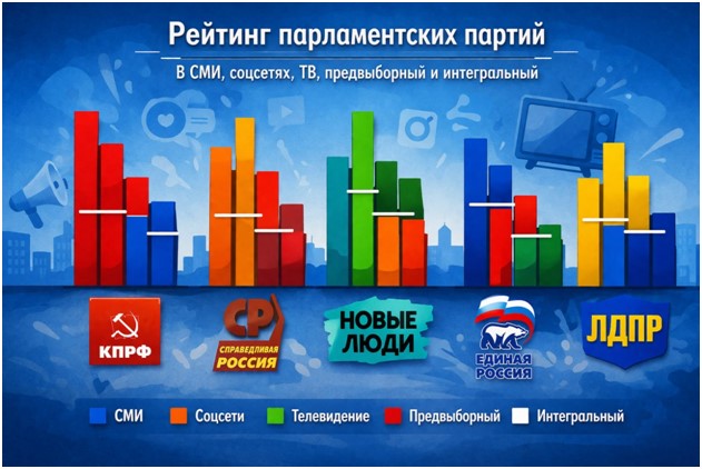 ЦИПКР. Выборы в Госдуму-2026 Мониторинг предвыборной активности думских партий. Восемнадцатый интегральный рейтинг (13–19 июля 2026 года)