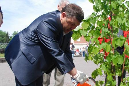 Новосибирск. «День Правды»: Коммунисты и журналисты высадили деревья на Аллее солидарности прессы