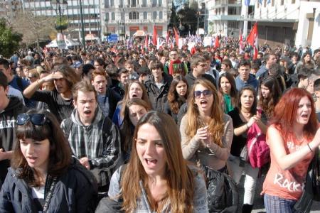 Всеобщая забастовка 20 февраля 2013 г. Грандиозный митинг ПАМЕ в Афинах. Массовые митинги в более чем 70 городах