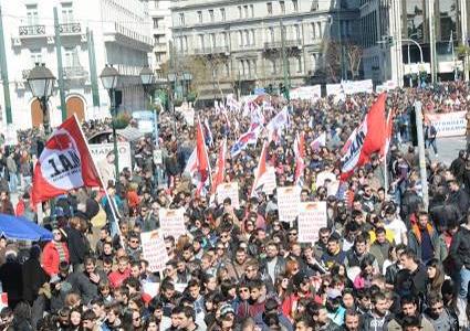 Всеобщая забастовка 20 февраля 2013 г. Грандиозный митинг ПАМЕ в Афинах. Массовые митинги в более чем 70 городах