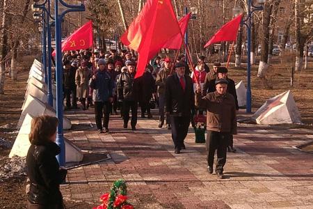 Амурская область. В Белогорске прошел митинг в память о красноармейцах, погибших на Гражданской войне 