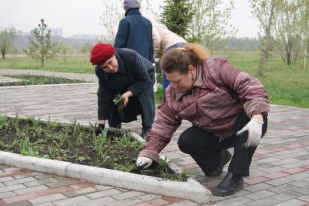 Коммунисты Красноярска провели субботник у обелиска Героям Социалистического Труда