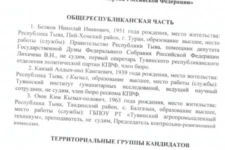 Старт на Победу! Зарегистрирован список кандидатов КПРФ в депутаты Верховного Хурала республики Тыва