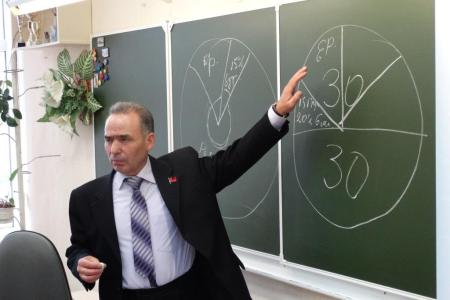 Лидер пермских коммунистов В.К. Корсун провел для школьников урок парламентоведения 