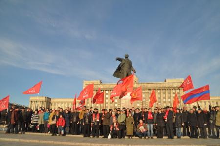 В Ленинграде состоялся торжественный митинг по случаю 145-й годовщины со дня рождения В.И. Ленина