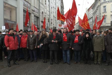 Коммунисты Подмосковья 23 февраля приняли активное участие в  шествии и митинге в городе Москве. Фото и видеорепортаж