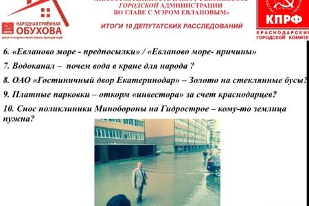 Краснодар. Десять депутатских расследований депутата С.П.Обухова: ущерб от неэффективной работы команды мэра Евланова 1,8 млрд руб.