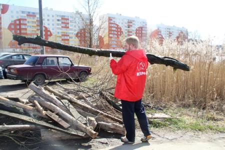 Новгородские коммунисты вышли на субботник вместе с жителями "Лугового"