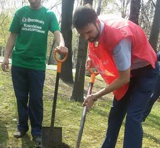 Московские коммунисты посадили ели в Парке Победы на Поклонной горе