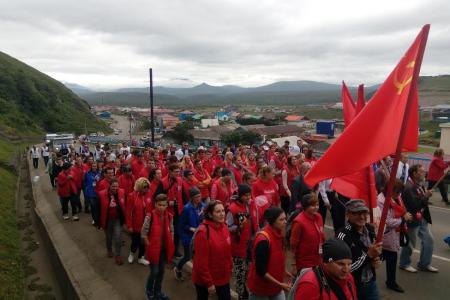 Сахалинская область. День окончания Второй мировой войны под красными флагами