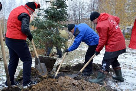 Фракция КПРФ Тюменской областной Думы приняла участие в субботнике по посадке деревьев