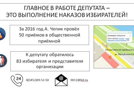 Тюменская область. Депутат-коммунист Александр Чепик отчитался о своей работе в 2016 году