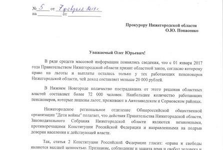 Нижегородские "Дети войны" требуют отмены закона, лишившего работающих пенсионеров области льгот и выплат 