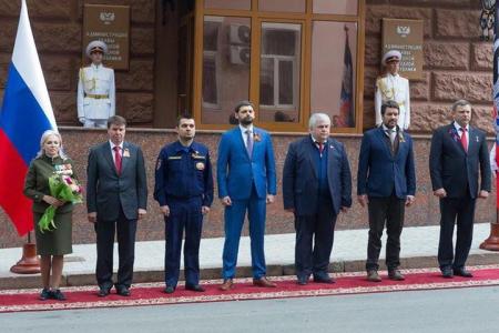 К.К. Тайсаев и А.А. Ющенко приняли участие в праздновании третьей годовщины образования Донецкой Народной Республики