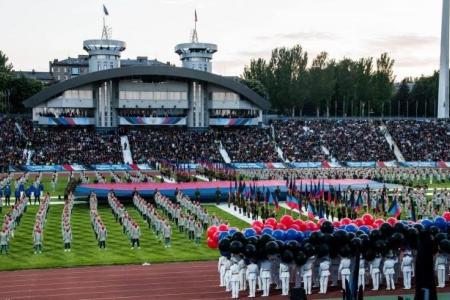 К.К. Тайсаев и А.А. Ющенко приняли участие в праздновании третьей годовщины образования Донецкой Народной Республики