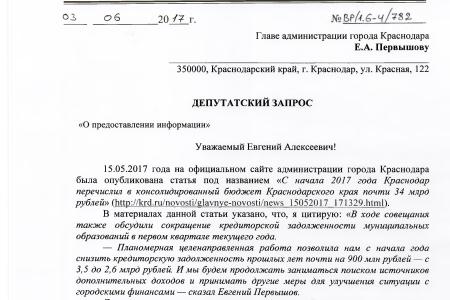 Краснодар. В.Ф. Рашкин и С.П. Обухов помогают городским властям выпутаться из долговой ямы