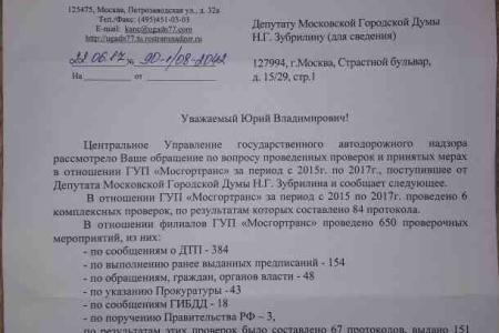 Николай Зубрилин: «ГУП «Мосгортранс» за последние два года оштрафован на 5,4 млн рублей за различные нарушения»
