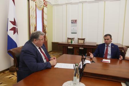 Ю.В. Афонин встретился с врио главы Республики Мордовия В.Д. Волковым и провел прием жителей Саранска