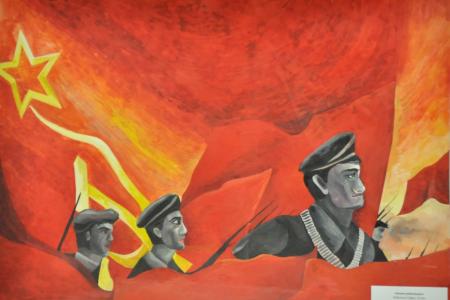 Непобедимая и легендарная. В Московской областной Думе началась выставка юных художников Подмосковья и других регионов России, посвященная 100-летию Красной Армии