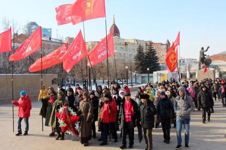 Митинг в Челябинске в честь 100-летия Красной Армии