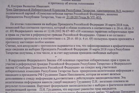 Картина нарушений. Татарстан, Казань. Особое мнение Татарстанского регионального отделения КПРФ по итогам президентских выборов 