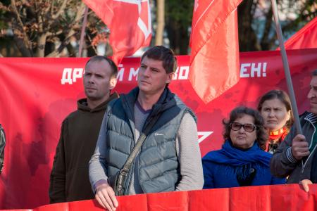 Краснодарский край. Коммунисты и беспартийные сторонники социализма отметили день Великого Октября митингами и автопробегами