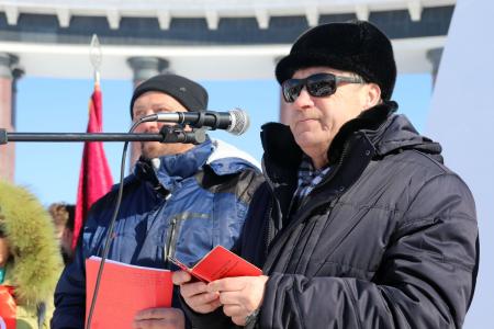 Праздник Дня Красной Армии объединил сахалинцев на митинге