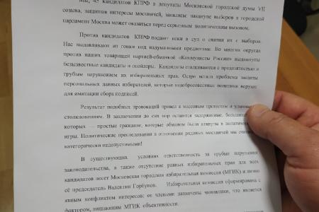 «Горбунова в отставку!» Заявление 45 передали в ЦИК и Мосгоризбирком