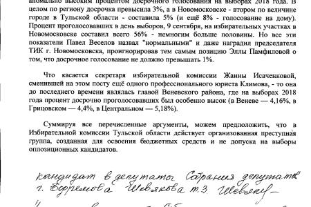 Тульская область. Кандидаты в депутаты от КПРФ направили коллективную жалобу в ЦИК на действия регионального избиркома
