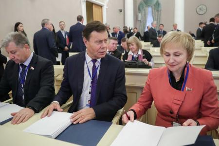 И.И. Мельников, Н.М. Харитонов, Л.И. Калашников, К.К. Тайсаев и Н.В. Арефьев приняли участие в 57-й сессии Парламентского собрания Союза Белоруссии и России