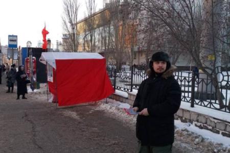 Новосибирская область. КПРФ проводит пикеты в поддержку Грудинина. В Куйбышеве пикет запретили