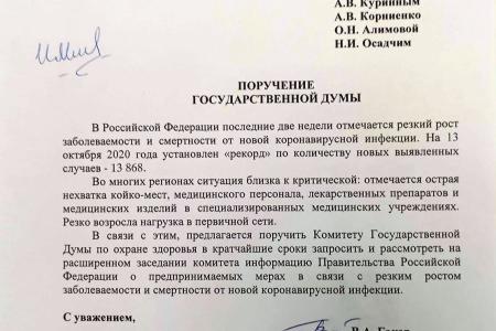 Депутаты-коммунисты требуют от Правительства РФ более серьезных мер для борьбы с коронавирусом