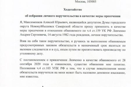 Депутаты Самарской области написали ходатайство о поручительстве в Следственный Комитет России за Андрея Левченко