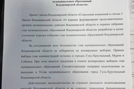 Владимирская область. Вернуть прямые выборы глав городов и районов!