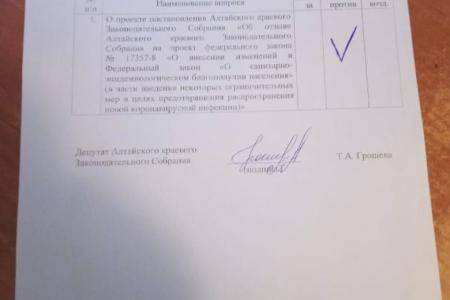 В Алтайском краевом Заксобрании депутаты КПРФ голосуют против закона об ужесточении QR-кодов