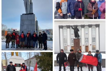 Свердловские коммунисты возложили цветы к памятнику Владимиру Ильичу Ленину в день его памяти