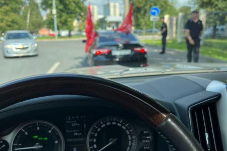 Патриотический авто-мотопробег в Москве в поддержку промышленности и новой индустриализации